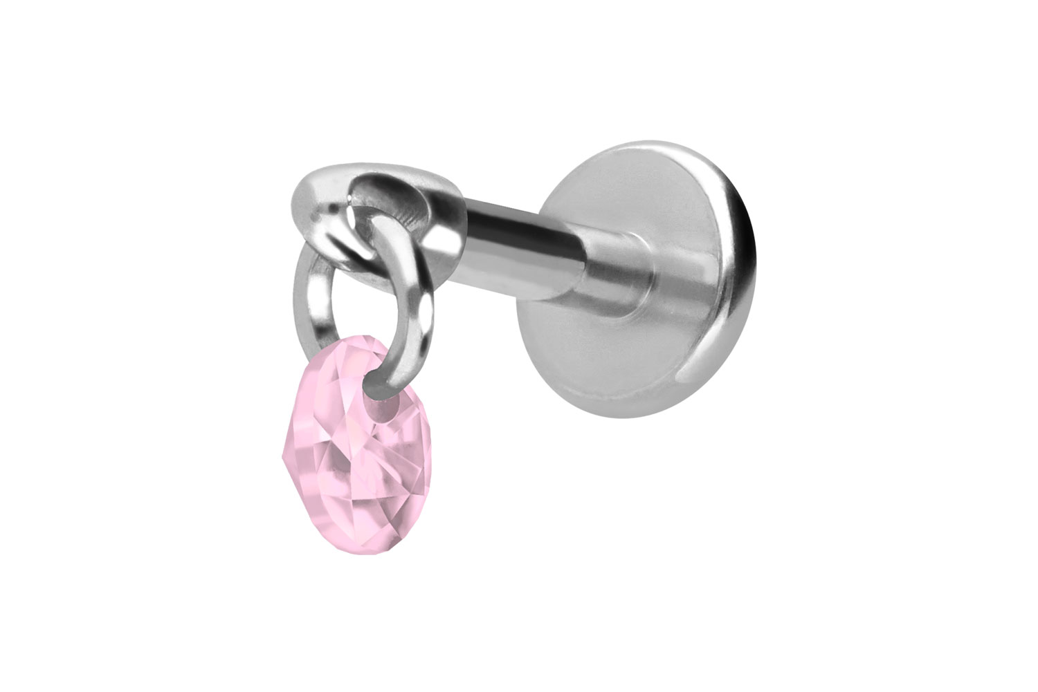 Titan Labret Piercing mit Innengewinde RUNDER KRISTALL